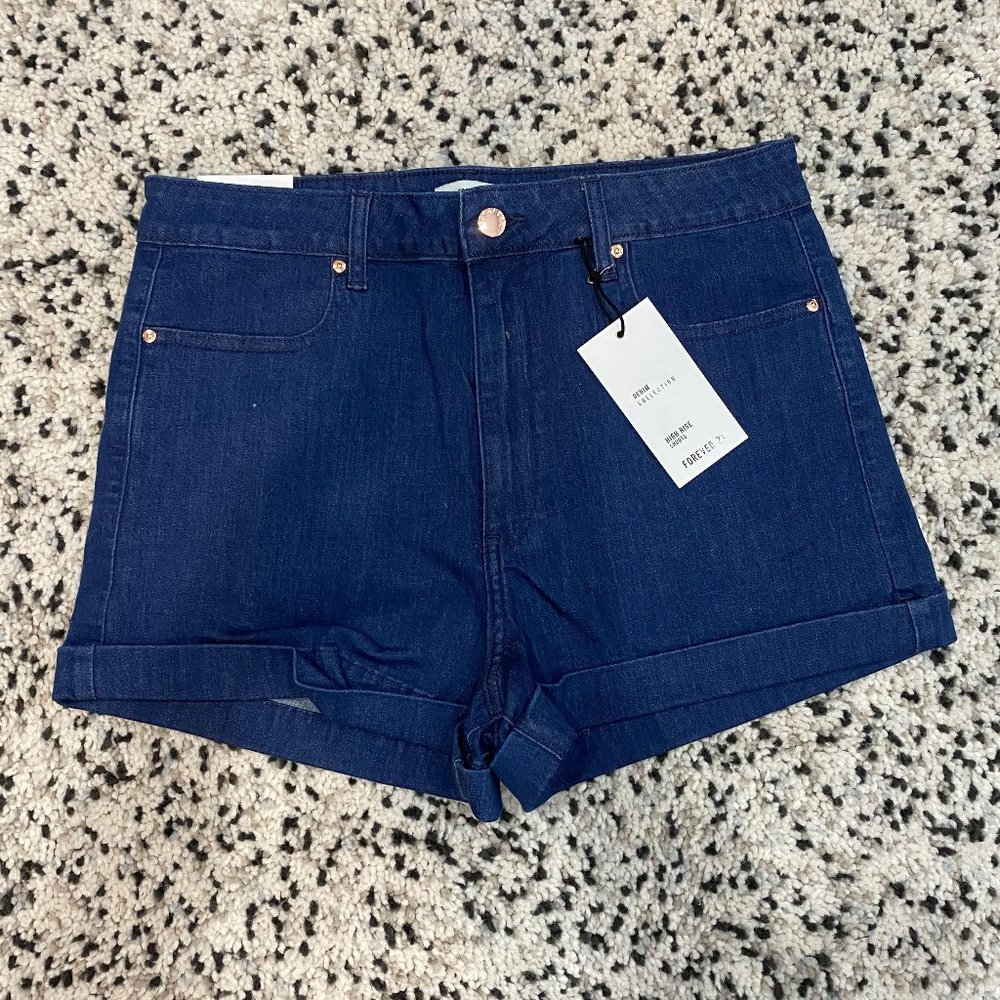 Forever 21 High-Waist Blue Denim Shorts Size 29